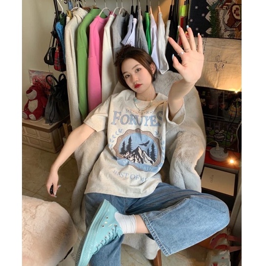 Áo Thun Nữ Ngắn Tay In Hình Thời Trang