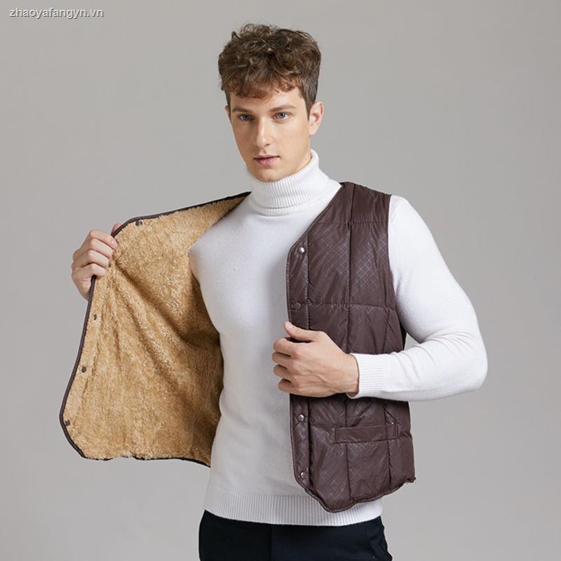 Áo khoác phao không tay lót nhung cotton dáng ngắn thời trang mùa đông dành cho nam