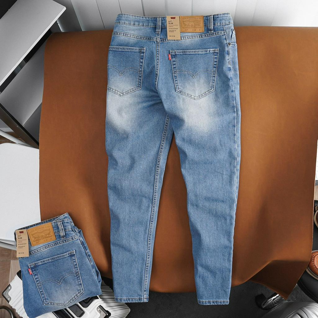 Quần Jean L-e-v-i----s 5-1--1 chuẩn form slimfit ống suông vải chính phẩm dày dặn có thun co dãn