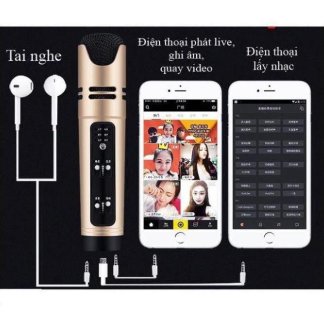 Micro Livestream Mini 3 Trong 1 C16, Micro đa năng chuyen dụng hát Karaoke Cá Nhân Thu Âm - Chính hãng