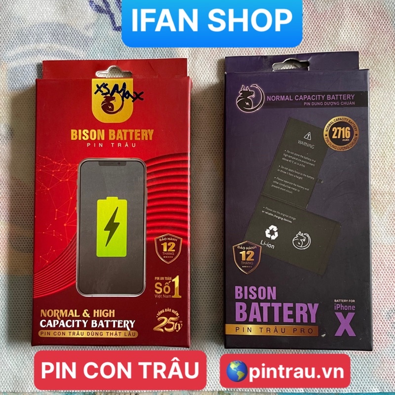 Pin IPCon Trâu Bison 5S đến 12 ProMax Tặng Kèm Vít