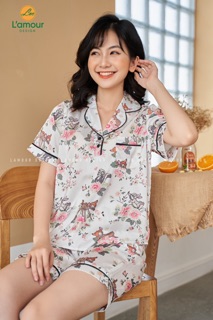 Bộ Lụa hoạ tiết Hoa Nai - Lửng