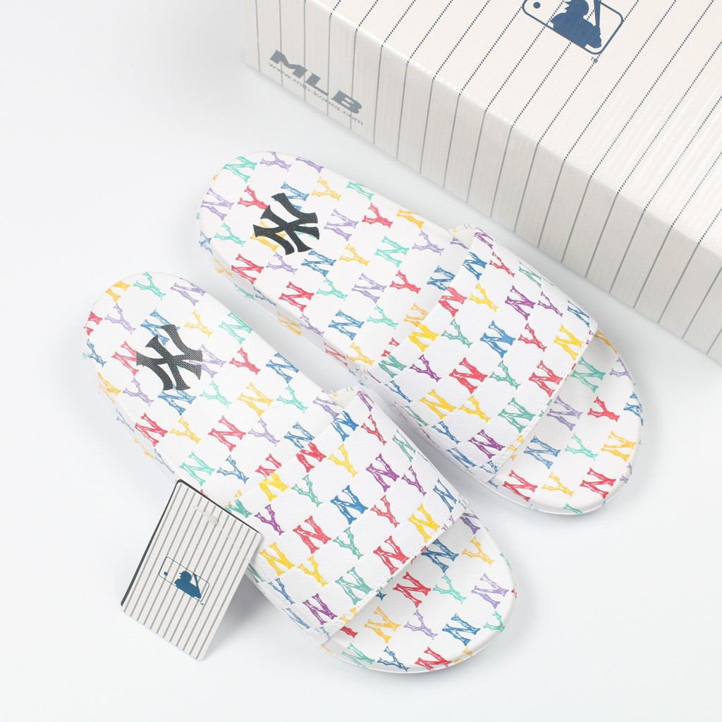 (HÀNG XUẤT XỊN) Dép M//L//B N//Y Monogram Rainbow White 2021 Size:36 37 38 39