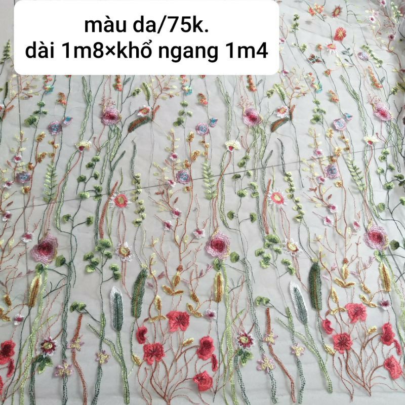 Vải von thêu , lưới màu da ,khổ 1m4 và 1m5.(1m /45k)