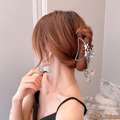 Kẹp Tóc Kim Loại Phối Mặt Hình Bướm Phong Cách Hàn Quốc Cho Nữ