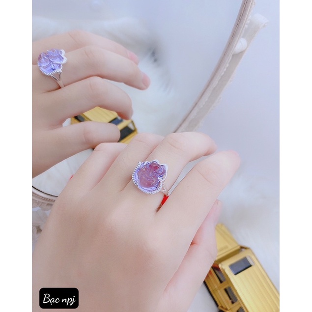 Nhẫn hồ ly viền đá phong thuỷ,Bạc BNP