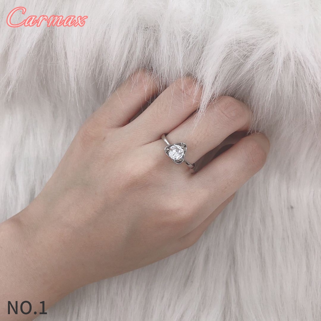 Nhẫn Mạ Bạc S925 Đính Kim Cương Trắng Nhã Nhặn