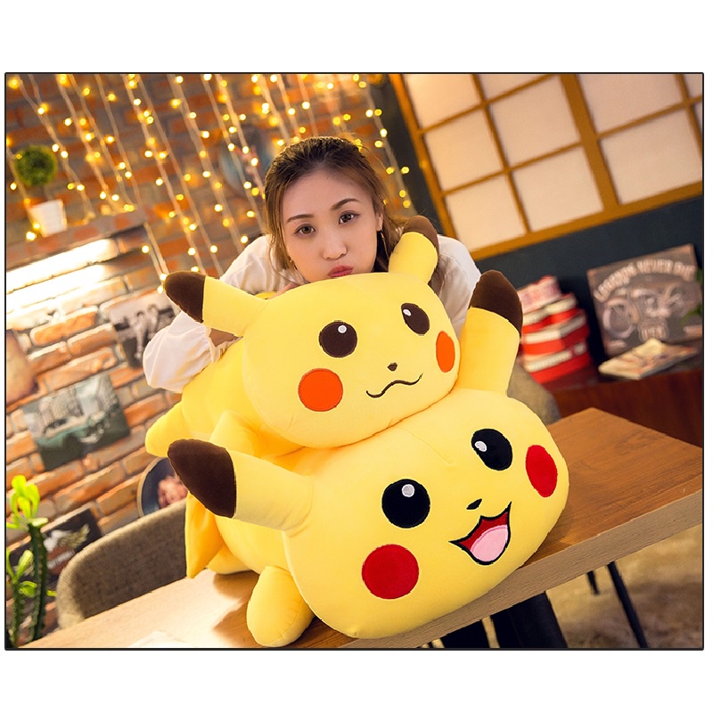 Gấu bông pikachu, thú nhồi bông gối ôm pikachu cao cấp vải nhung co giãn 4 chiều