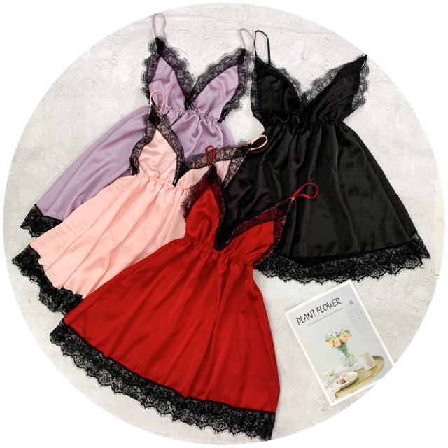 ĐẦM NGỦ 2 DÂY SEXY SATIN PHỐI REN⭐️99k⭐️ SIÊU HOT