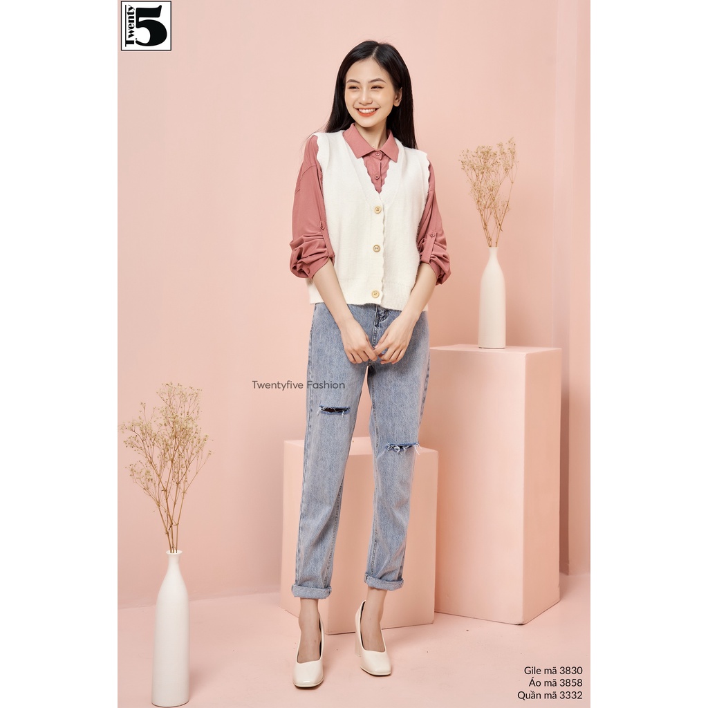 Quần jeans baggy nữ rách gối Twentyfive 3332