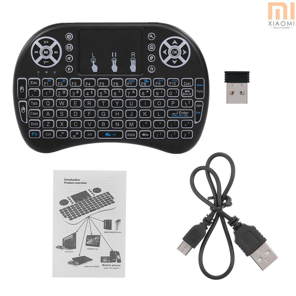 【shine】Air Mouse Keyboard 2.4G Wireless RF Remote Control Backlit Multimedia Remote Touchpad Rechargeable Combos Handheld Keyboard (Black)