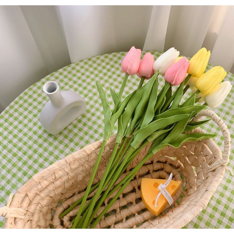 Hoa giả - Hoa tulip giả làm từ Pu lá xoăn loại 1  siêu xinh trang trí nhà cửa