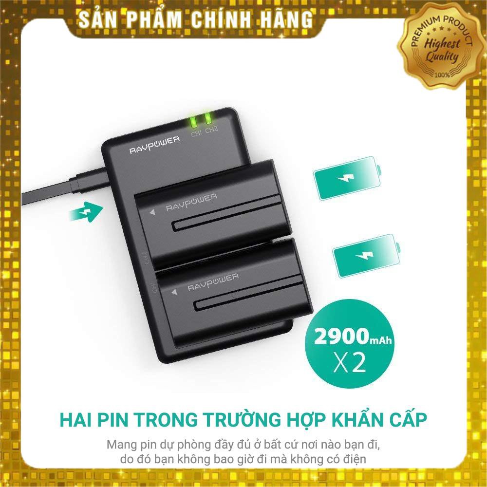 - Pin máy quay Sony NP-F550 Ravpower RP-BC006, 2 pin 2900mAh, bộ sạc kép