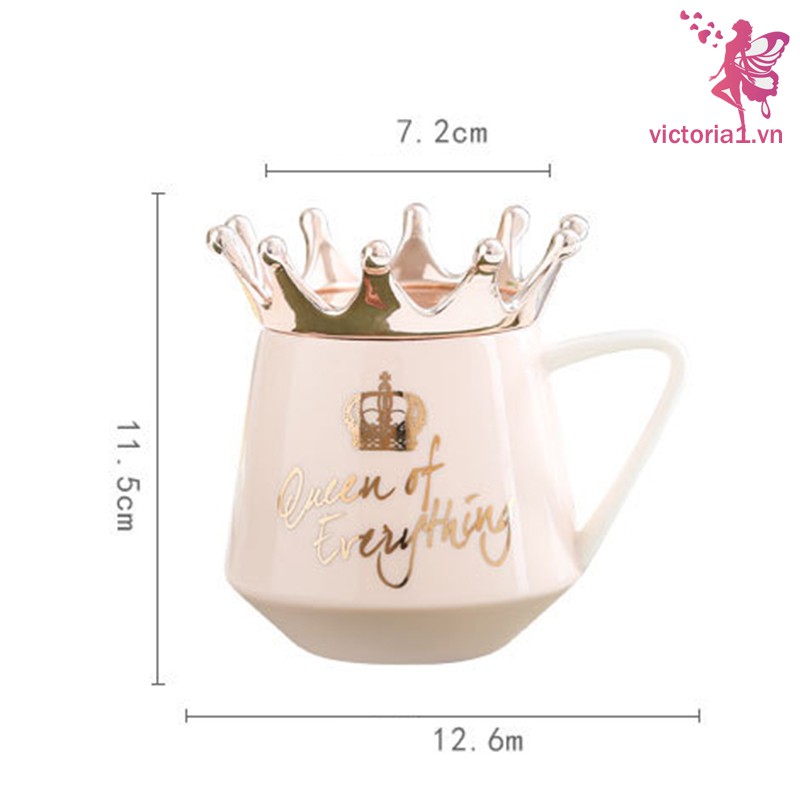 Queen of Everything Mug With Crown Lid and Spoon Ceramic Coffee Cup Gift for Girlfriend Wife