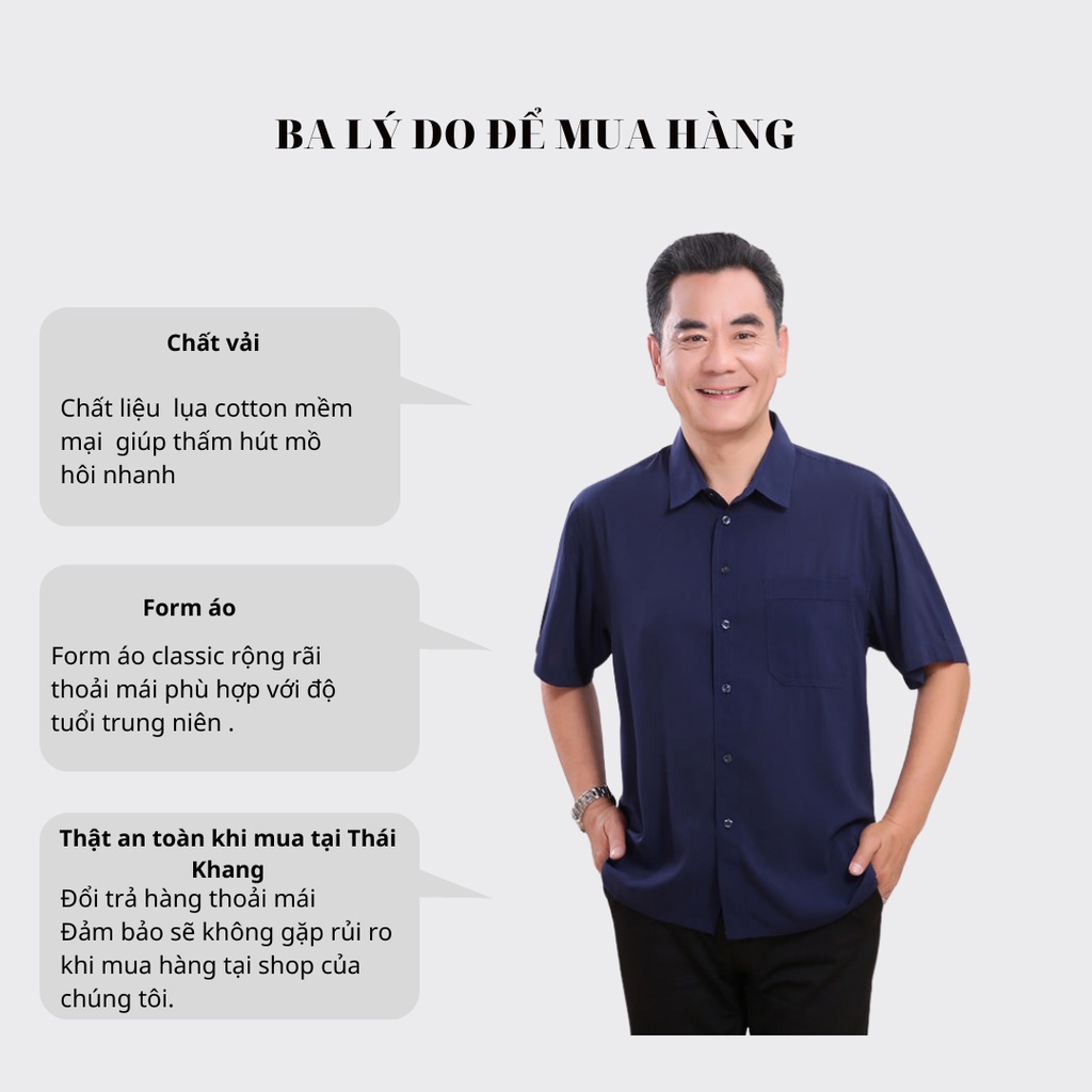 Áo sơ mi nam trung niên THÁI KHANG vải lụa co giãn form classic AHOP11