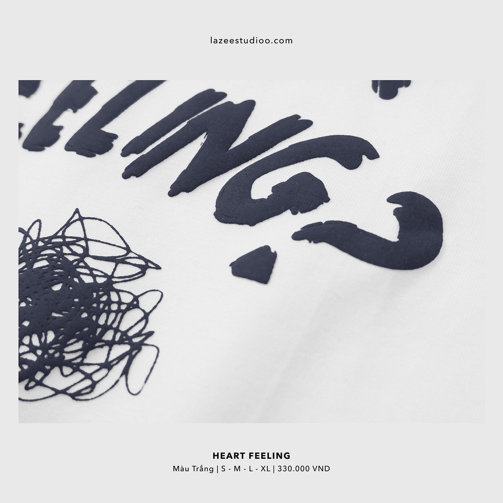 Áo thun - HEART FEELING | LAZEE STUDIOO | Be - Xanh Ghi - Trắng | Form Regular