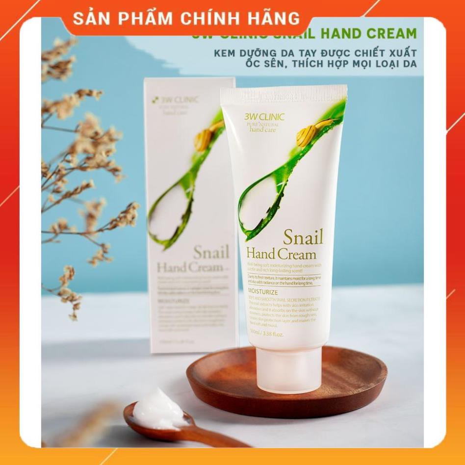 CHÍNH HÃNG  Kem Dưỡng Da Tay Ốc Sên 3W Clinic Snail Hand Cream 100ml