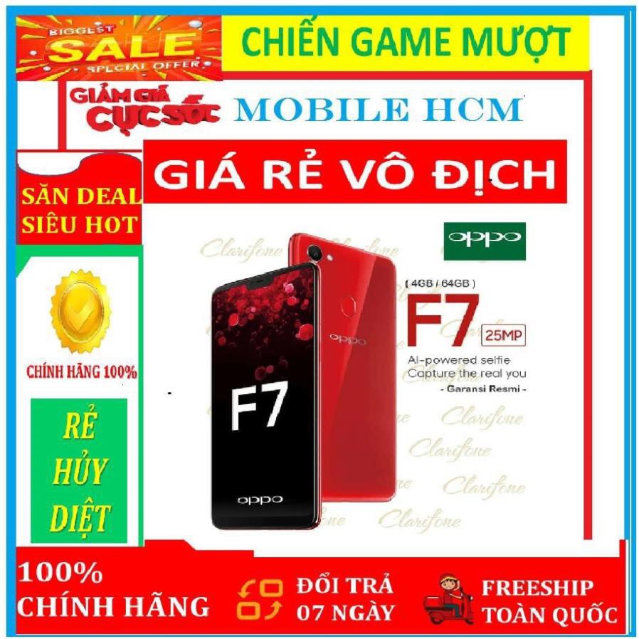 điện thoại OPPO F7 CHÍNH HÃNG 2sim ram 4G/64G mới, Chơi PUBG-FREE FIRE mượt