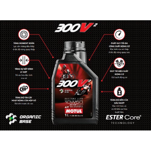 NHỚT MOTUL 300V2 FACTORY LINE 10W50 CÔNG NGHỆ MỚI