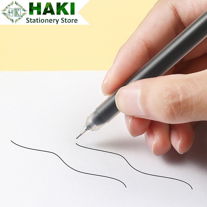 Bút gel basic ống lớn HAKI Resun hôp 12 bút ngòi 0.5mm mực đen xanh đỏ dupe Muji B64
