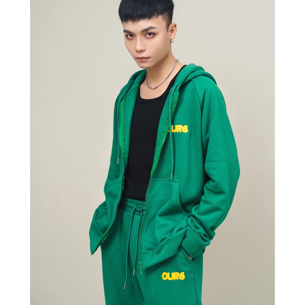 Set quan ao AntiCovid Ours Zip hoodie mau xanh