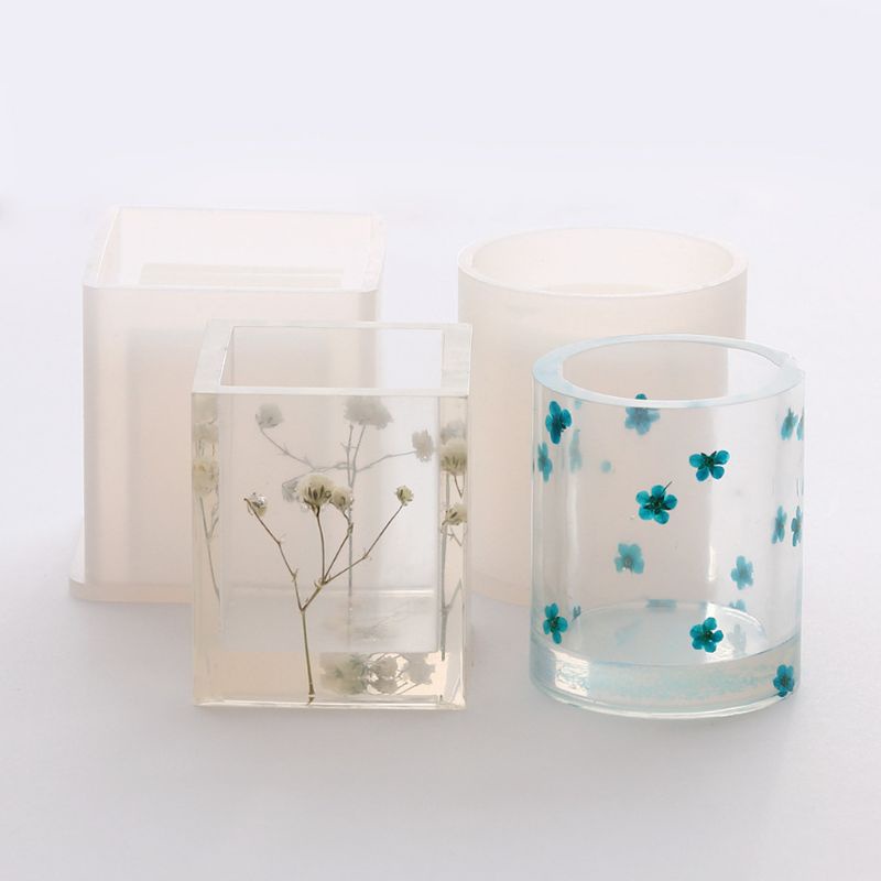 Khuôn Silicon Làm Chậu Hoa / Nến Hình Tròn / Vuông Độc Đáo DIY