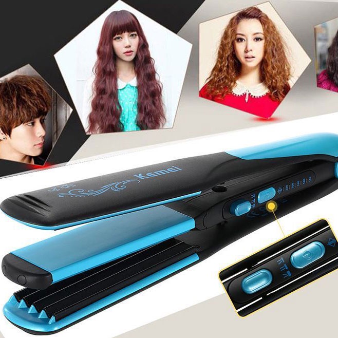 ⚡️ Bảo Hành 3 Năm ⚡️ Máy Làm Tóc 2 in 1 Duỗi Tóc Và Dập Xù Tạo Kiểu Kemei 2209 có 4 mức chỉnh nhiệt
