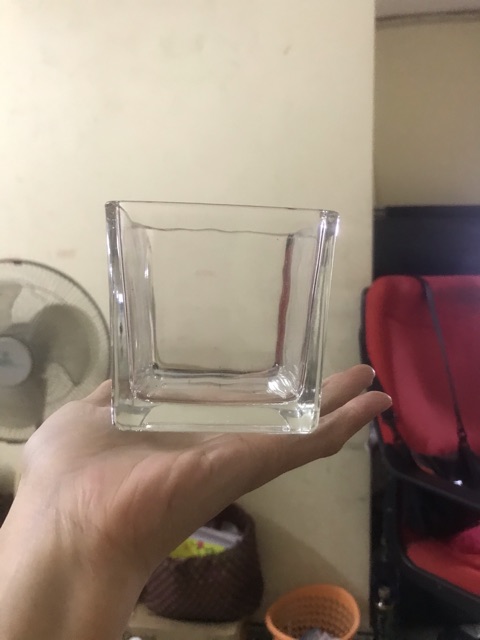 Chậu thủy tinh cắm hoa hình vuông 8x8