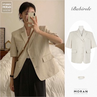 (ORDER) Áo blazer cộc tay MORAN cổ V cài khuy style công sở Hàn Quốc thanh lịch sang trọng vintage (NEW_HOT)