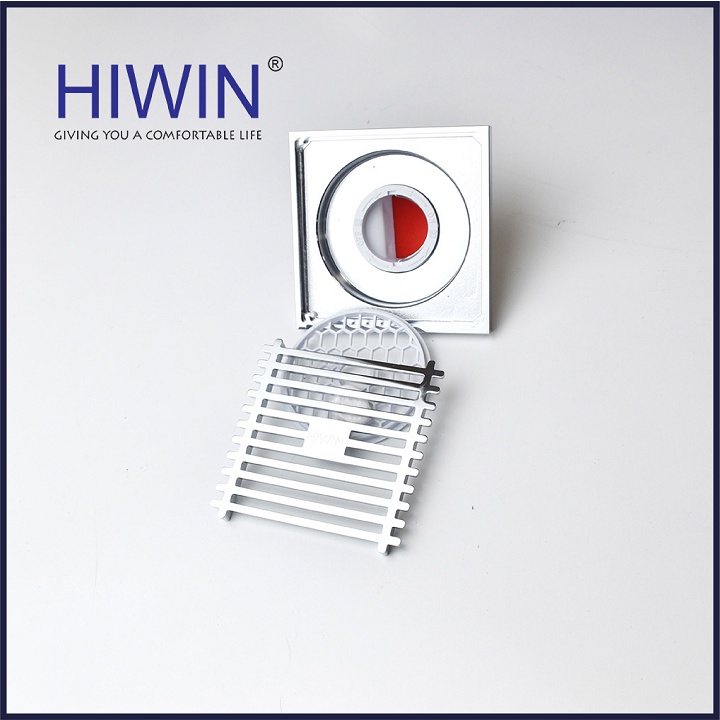 Phễu thoát sàn ngăn mùi hôi thoát nước nhanh đồng mạ crom kích thước 100x100mm HIWIN FD-1451