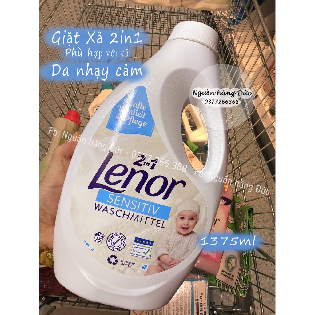 Nước Giặt Lenor Đức 2in1 làm mềm vải cho da nhạy cảm trẻ em, bé sơ sinh - Nguồn hàng Đức