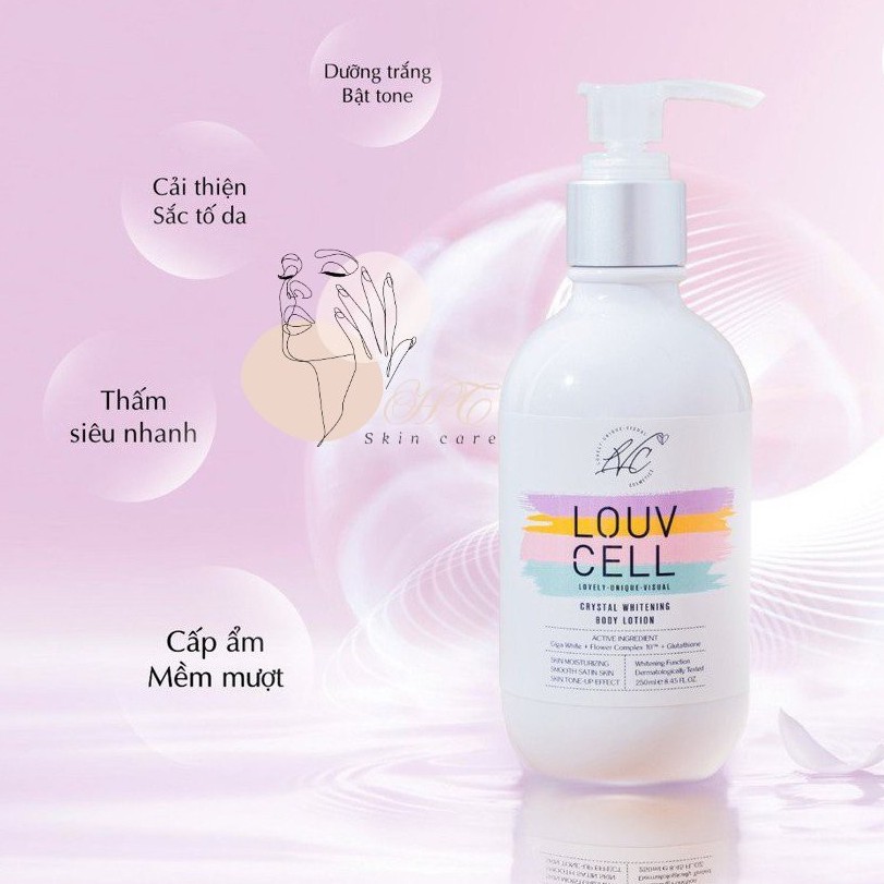 Kem dưỡng Louvell Cell Crystal Whitening Body Lotion trắng da mềm mịn tái tạo da lọ 250ml | BigBuy360 - bigbuy360.vn