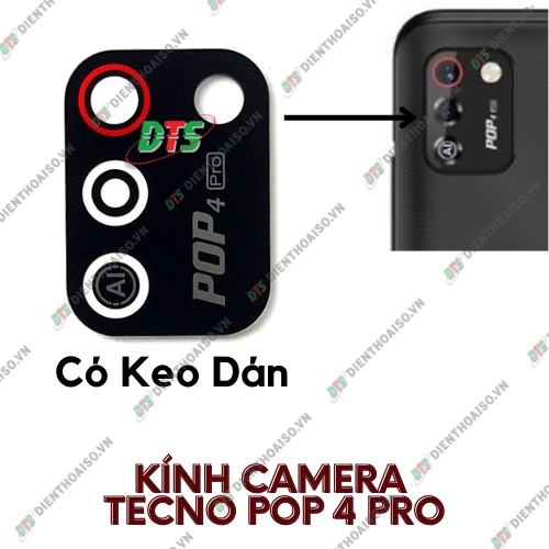 Kính camera tecno Pop 4 Pro kèm keo dán