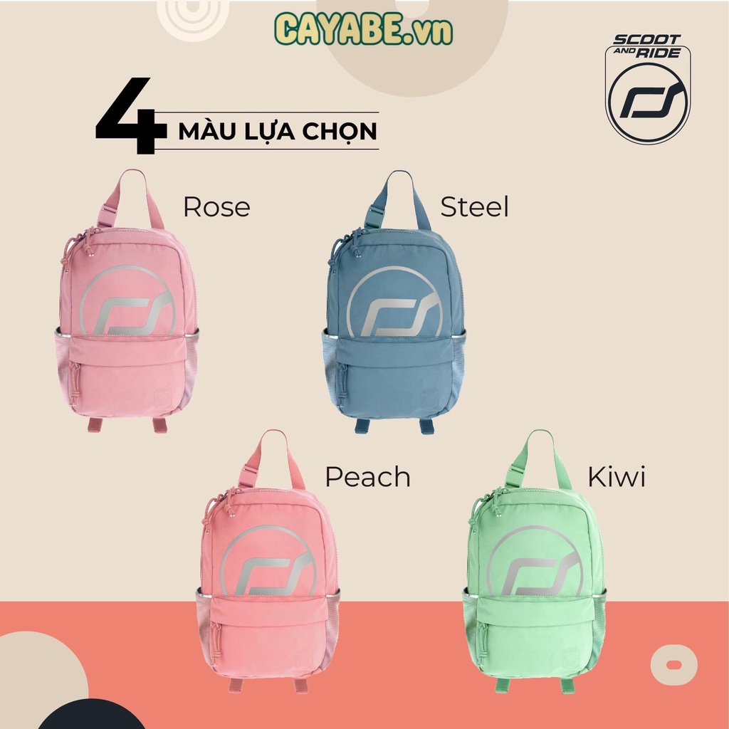 Ba lô trẻ em Scoot and Ride phản quang 360 độ chính hãng đủ màu cho bé 6L