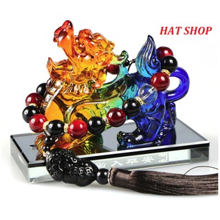 Tượng kỳ lân trang trí ô tô (tặng kèm 1 lọ tinh dầu và chuỗi vòng xá lị) mang lại may nắm cho gia chủ