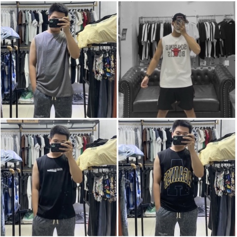 Áo tank top thời trang, Áo ba lỗ from unisex rộng mùa hè btshop từ 50 đến 75 kg