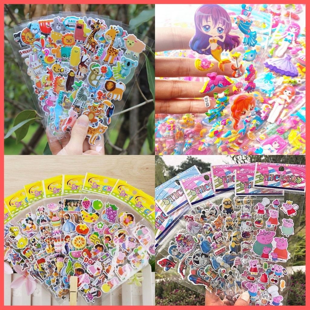 Hình Dán Sticker 3D Nổi Cho Bé, Nhiều Hình Đa Dạng Siêu Đáng Yêu Và Ngộ Nghĩnh