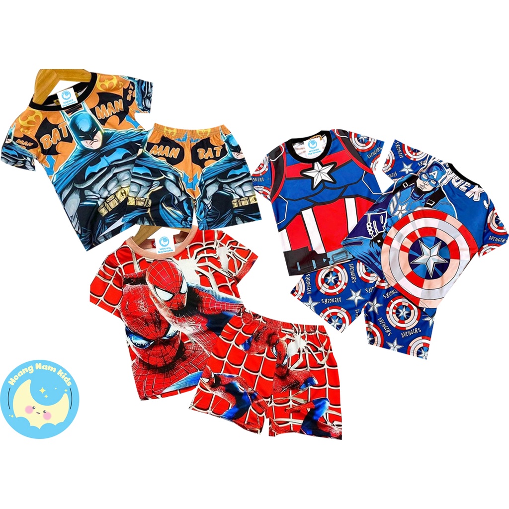 COMB3 bộ quần áo siêu nhân cho bé trai hình in 3D chất vải sill mát mịn chống nhăn,chống xù lông cho bé từ 10kg đến 30kg