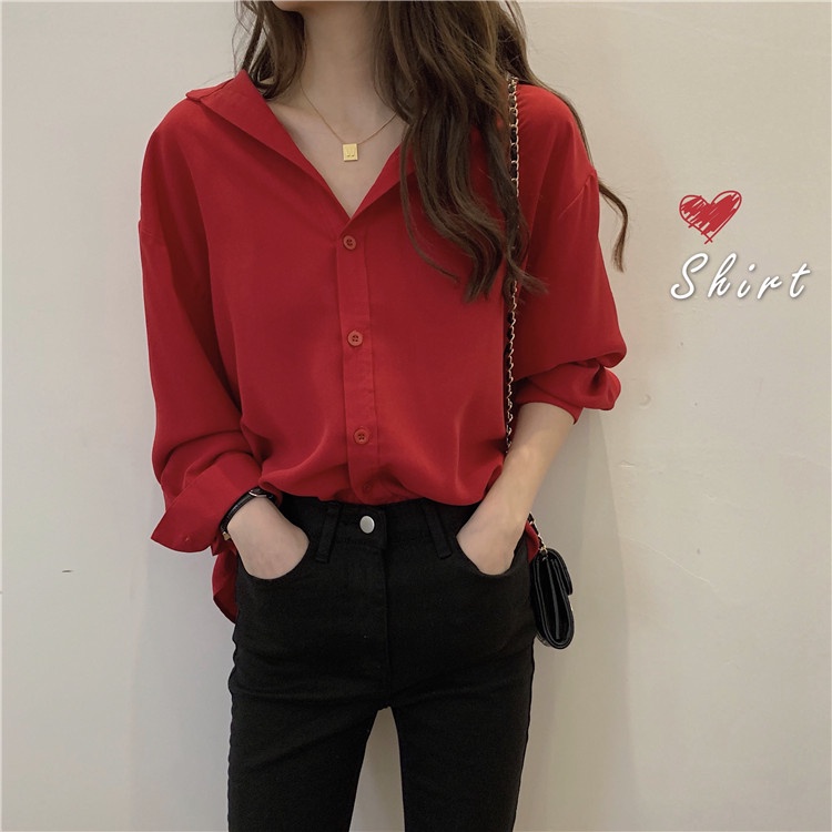 Áo Sơ Mi Tay Dài Đa Năng Phong Cách Hàn Quốc Thời Trang Mùa Thu Cho Nữ