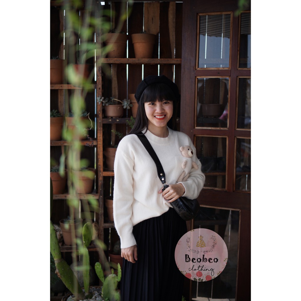 Áo len tay dài kèm gấu 5 màu dễ thương