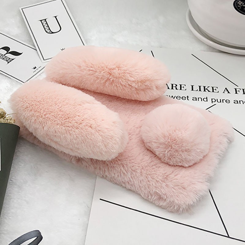 Ốp điện thoại thỏ lông mềm dễ thương có đính đá cho iPhone 6s 7 8 Plus | BigBuy360 - bigbuy360.vn