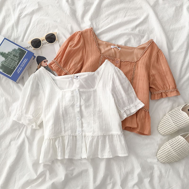 [order] ÁO KIỂU CROPTOP CỔ VUÔNG