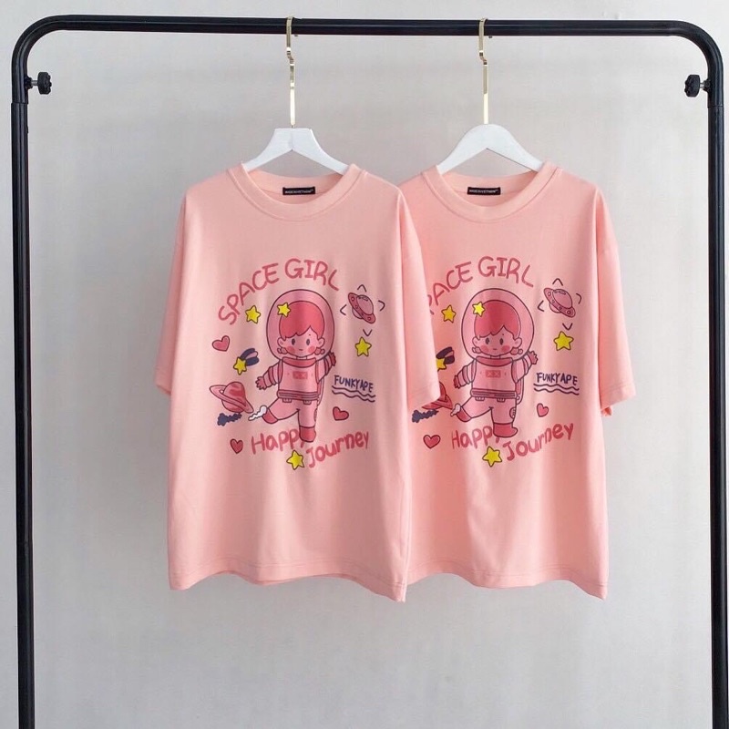 Áo Thun Tay Lửng Unisex Cô Gái(Space Girl)