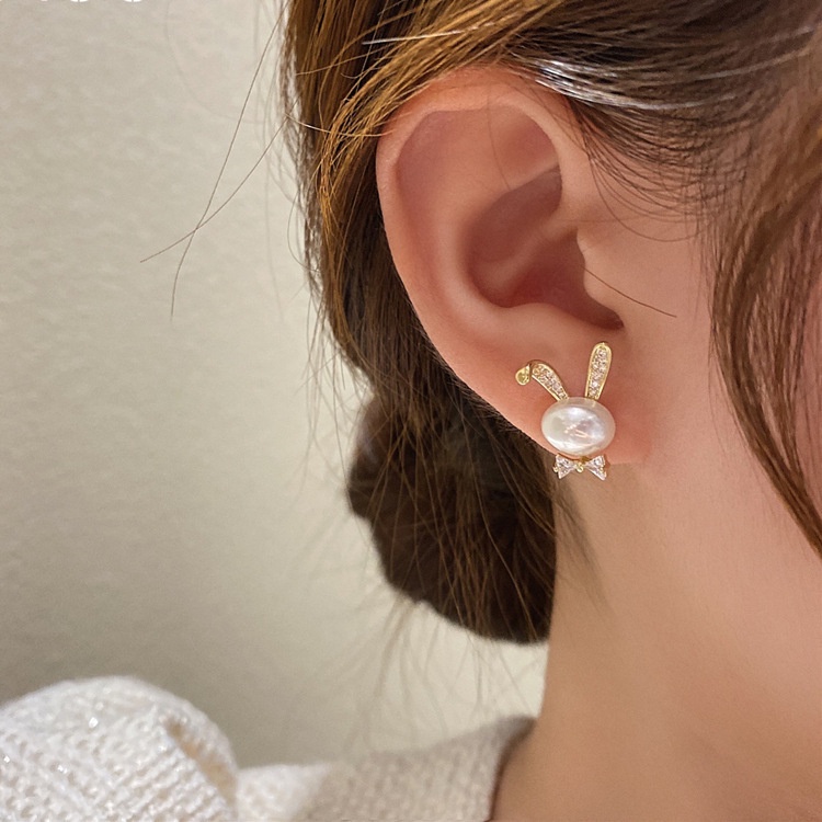 Bông tai mạ bạc 925 hình thỏ dễ thương phong cách Hàn quốc