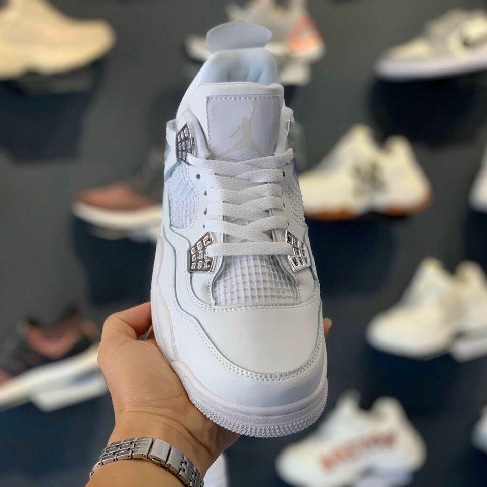 Giày Jordan 4 white Nam Nữ, Giày Sneaker JD4 Full Trắng Thời Trang Full Box+Bill