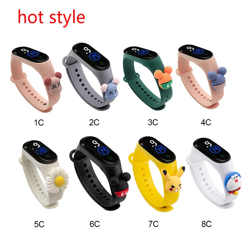 Vòng đeo tay đồng hồ chống thấm nước hình gấu bông Mi3 LED