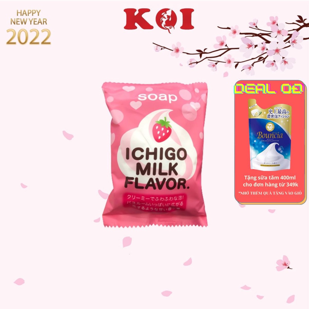 Xà phòng tắm chiết xuất từ sữa và dâu tây Pelican Ichigo Milk Flavor 80g