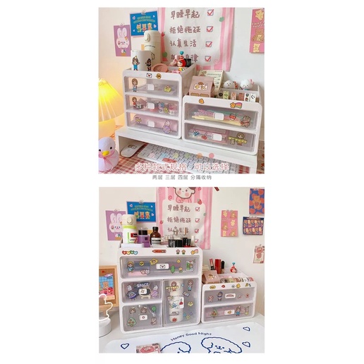 Tủ nhựa ulzzang cỡ lớn nhiều tầng nhiều ngăn đa năng đựng phụ kiện, mĩ phẩm, sticker dễ thương xinh xắn ❤️