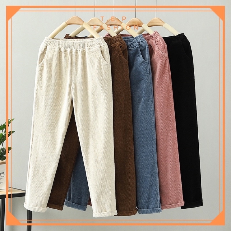 Quần Nhung Baggy Cạp Chun Kiểu dáng Hàn Quốc cho Nữ Tep Fashion - QBG002