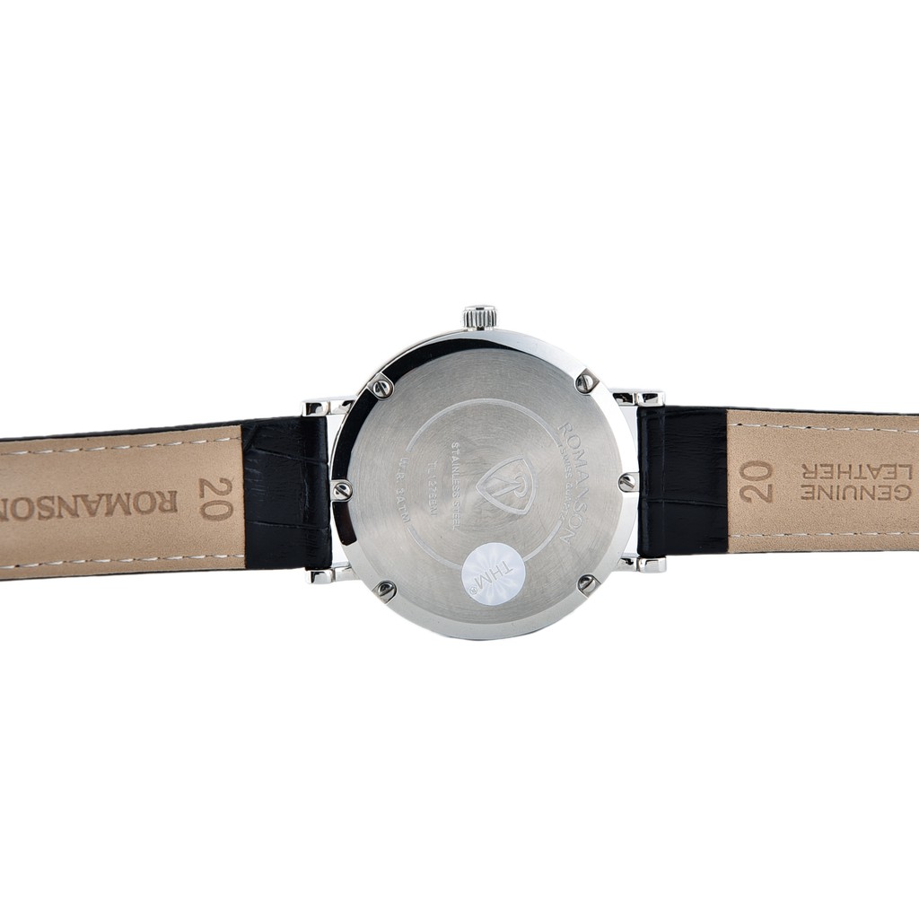 Đồng hồ Romanson Sport Men Watch TL1276BMWBK nam dây da mặt tròn kính chống xước máy Thụy Sĩ cao cấp chính hãng